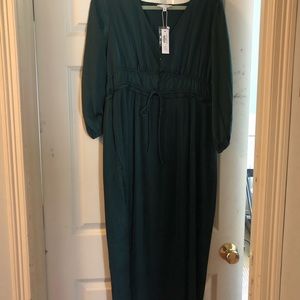 Satin MIDI Dark Green Dress Size XL NWT